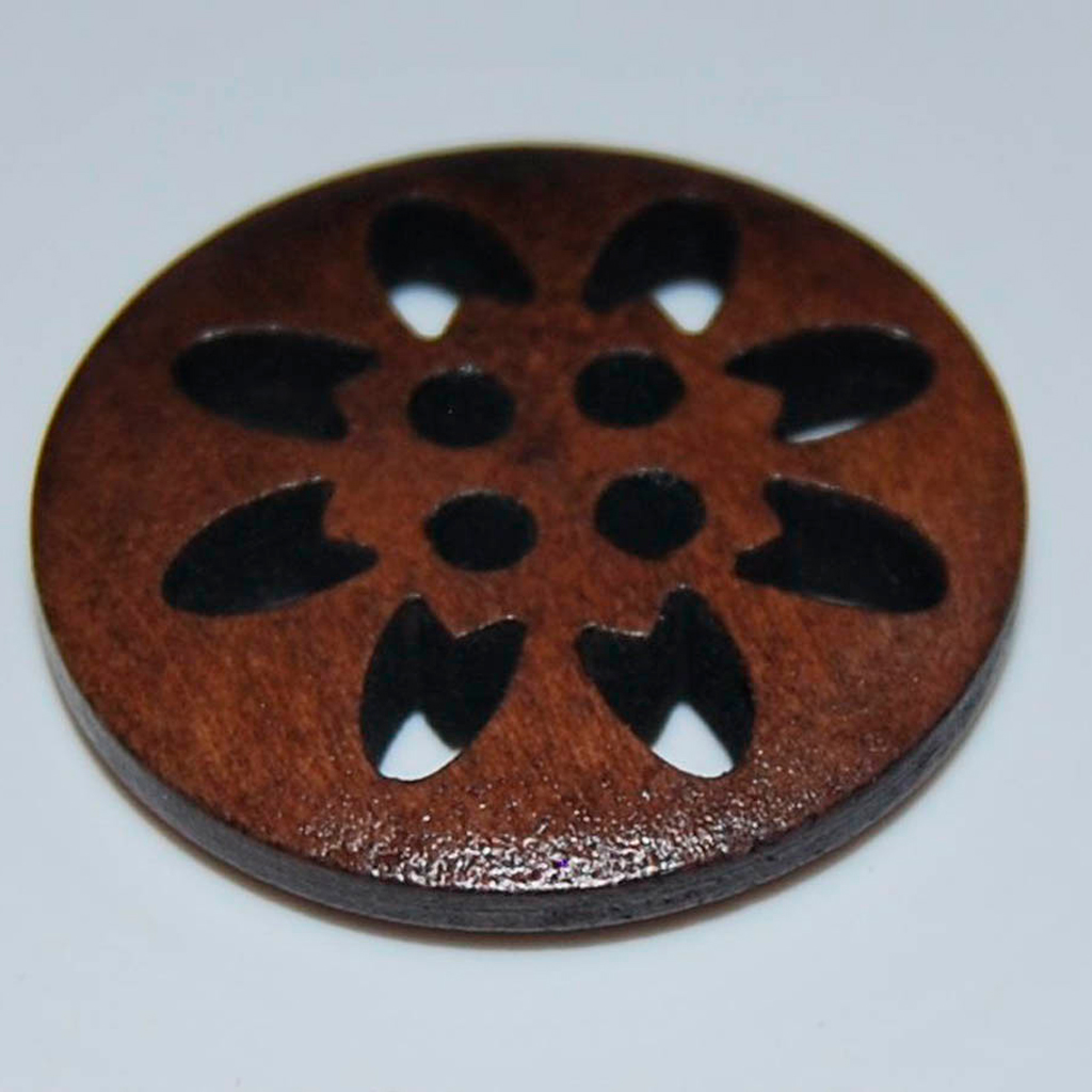 Botón madera flor vengué - copia Botón flor grabada - Imagen 2